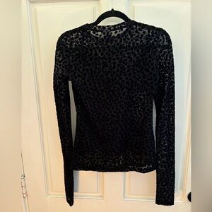 Mock neck Sheer Black Leopard Top Sz 4